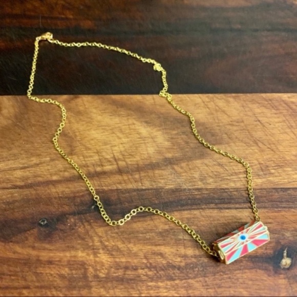 Evil Eye Charm Necklace 18k Ball Chain in Navy and Gold - Picture 4 of 6